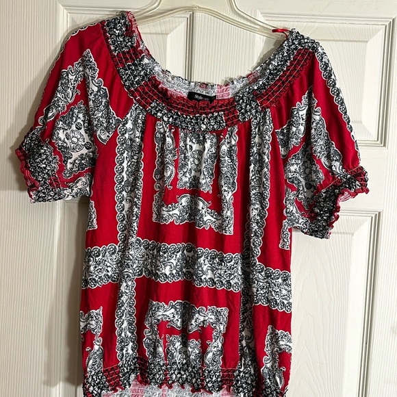 Style & Co. Tops - Red/Black/White Style & Co Top Size L